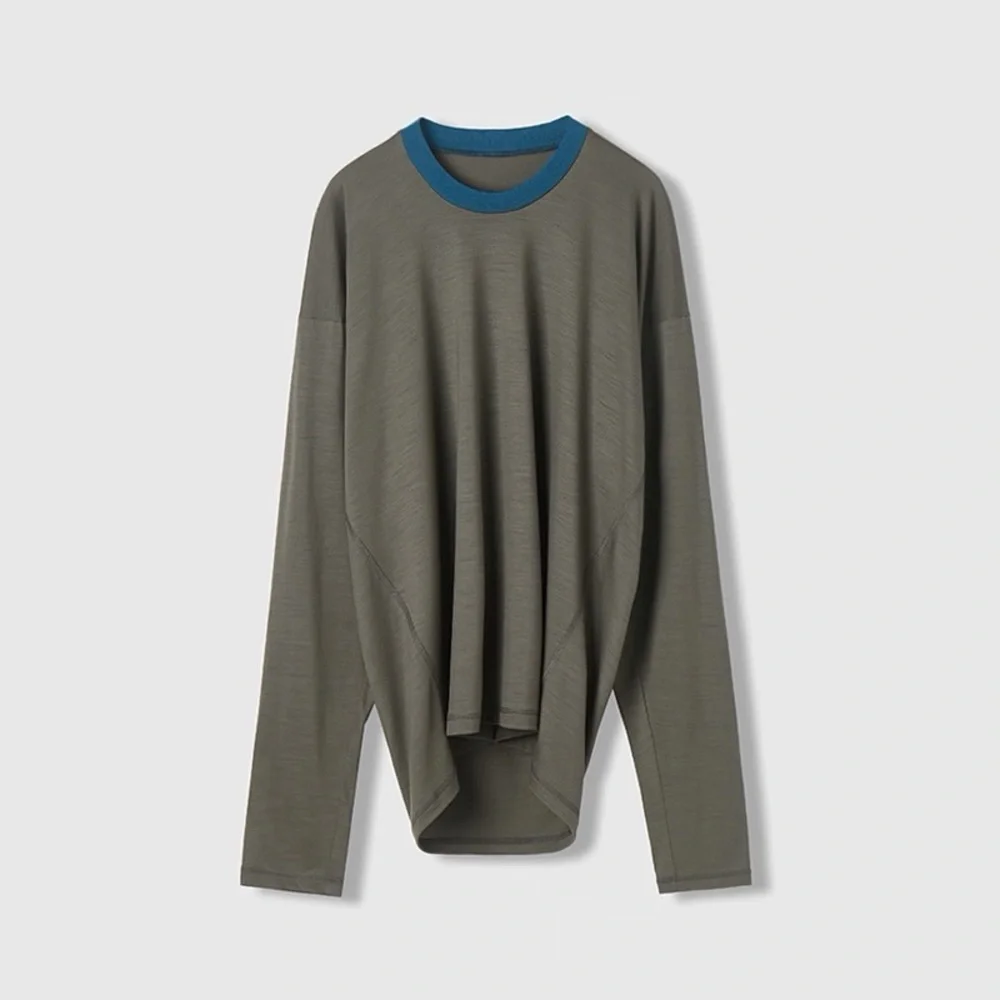 CHICJOC Women Oversized Merino Wool Sweater 100% Australian fine wool grey sz 36